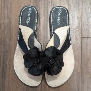 Bucco Black Flower Women's Summer Sandals